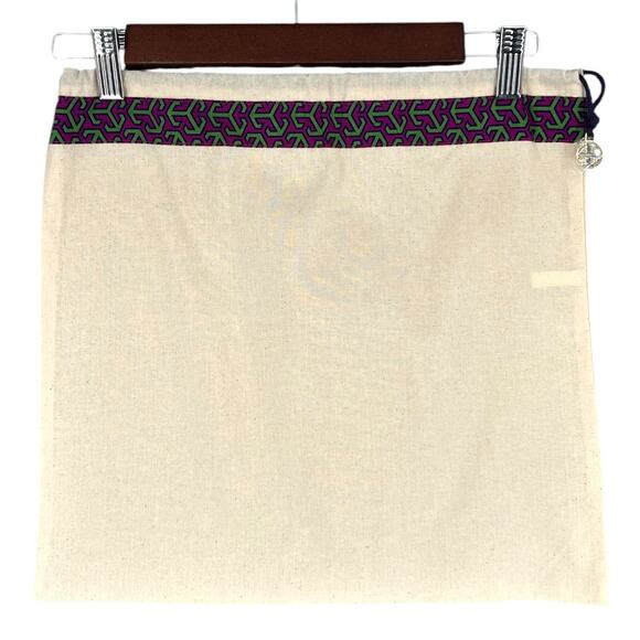 Tory‎ Burch Off White Drawstring Logo Ribbon Charm Designer Accessory Dust Bag - Picture 1 of 5